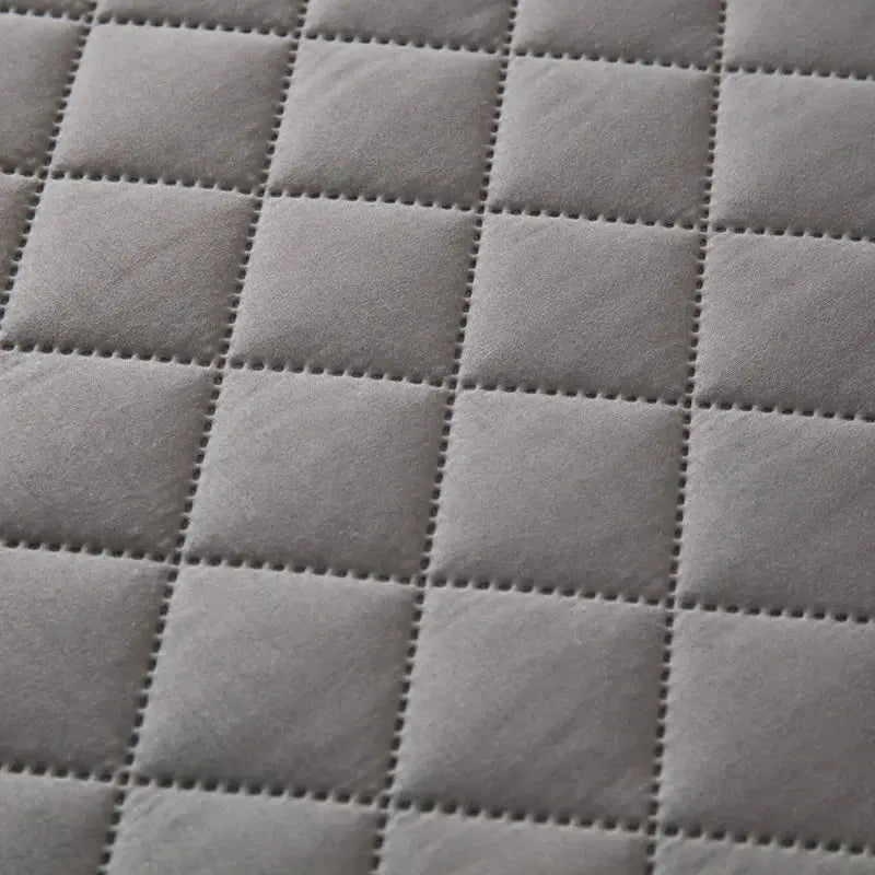 Pillowcase Simples Market grey quilted cotton with square stitching pattern