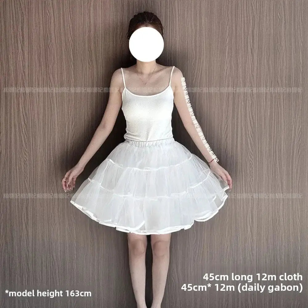 35cm Lolita Petticoat boneless duck-butt crinoline, white fluffy mesh underskirt worn by model