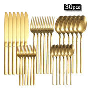 Stainless Steel Cutlery Set 6 Or 30 Pieces With Steak Knife Fork And Dessert Spoon For Restaurants Banquets Parties