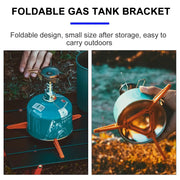 Widesea foldable gas tank bracket for outdoor stoves with blue canister and orange tripod legs two-panel setup