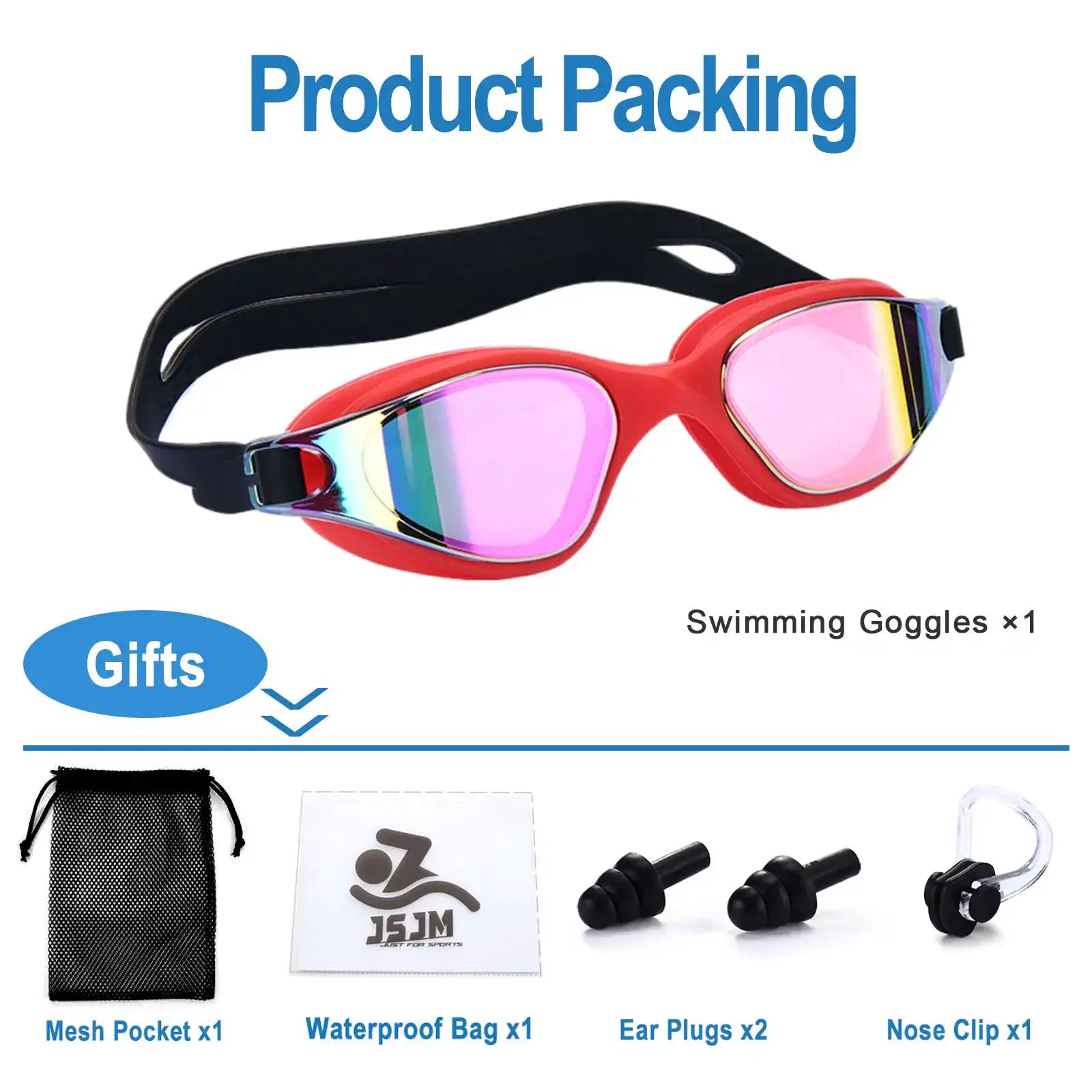 Unisex Adult Swimming Goggles Anti Fog Swim Glasses Adjustable Silicone Strap Waterproof Eyewear