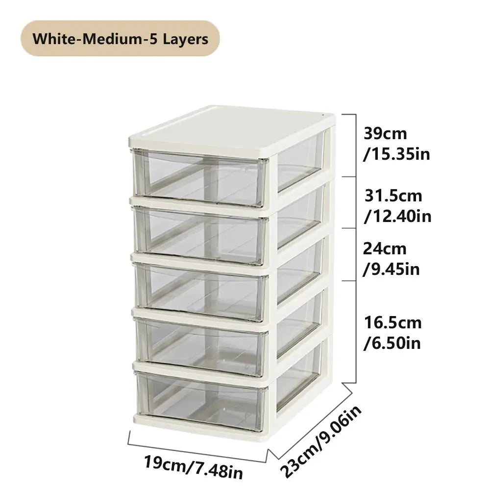 Clear Desktop Storage Box With Drawer Heightened Table Organizer Plastic Office Cabinet For Stationery Cosmetics