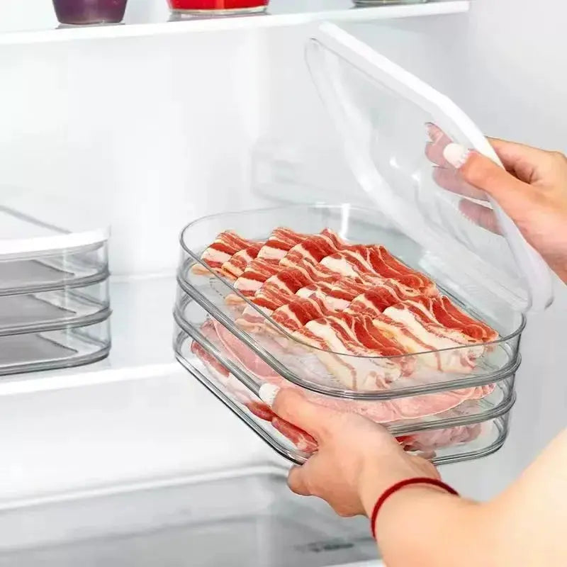 Stackable Meat Storage Container for Fridge with Clear Lid for Deli Meat Bacon Cheese and Meal Prep