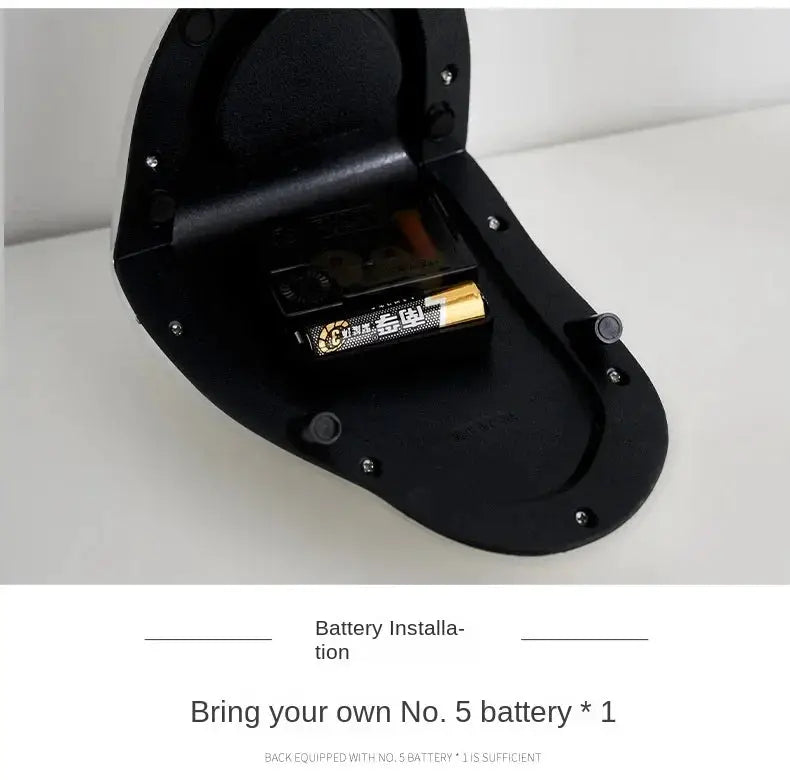 Surreal melting wall clock in black plastic with visible battery compartment