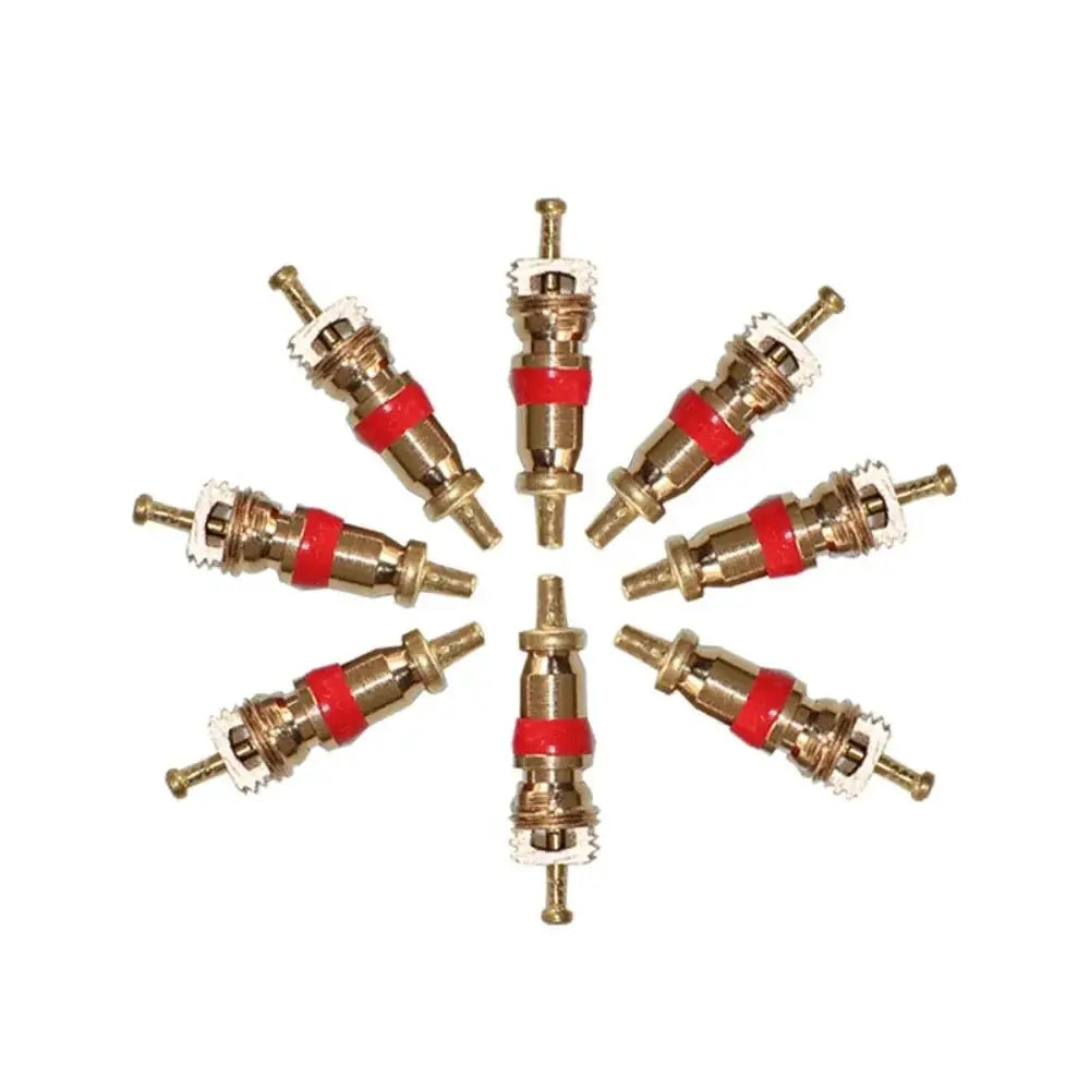 Simples Market copper tire valve cores, zinc-plated, 8-pack, arranged in circle