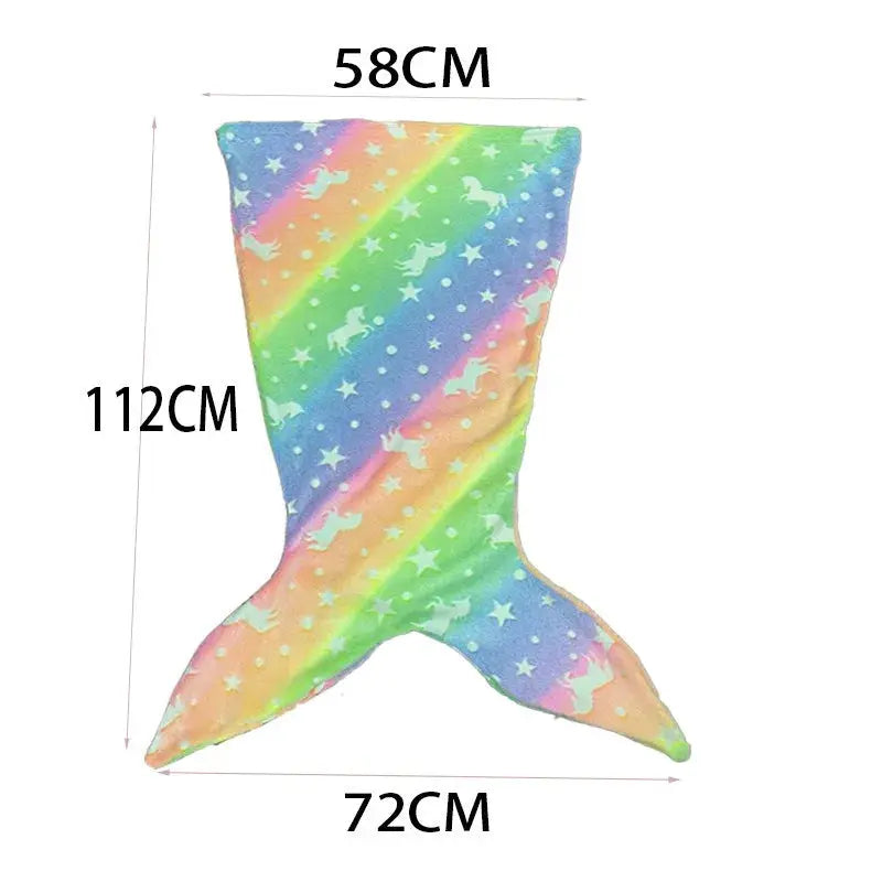 Night Glow Mermaid Tail Blanket For Kids Soft Flannel Fleece Wearable Companion Blanket All Seasons