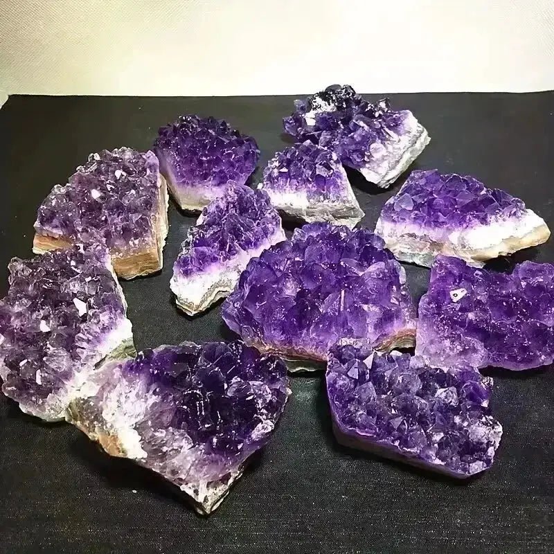 Natural Amethyst Geode Healing Crystal Carved Clusters Set Of Two For Home Decor - Simples Market