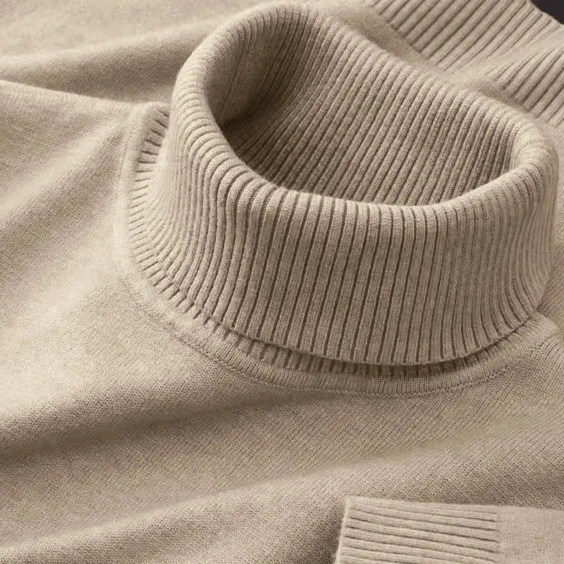 Mens Knitted Sweater Solid Color Turtleneck Pullover Breathable Warm Outdoor Streetwear For Autumn And Business Tops