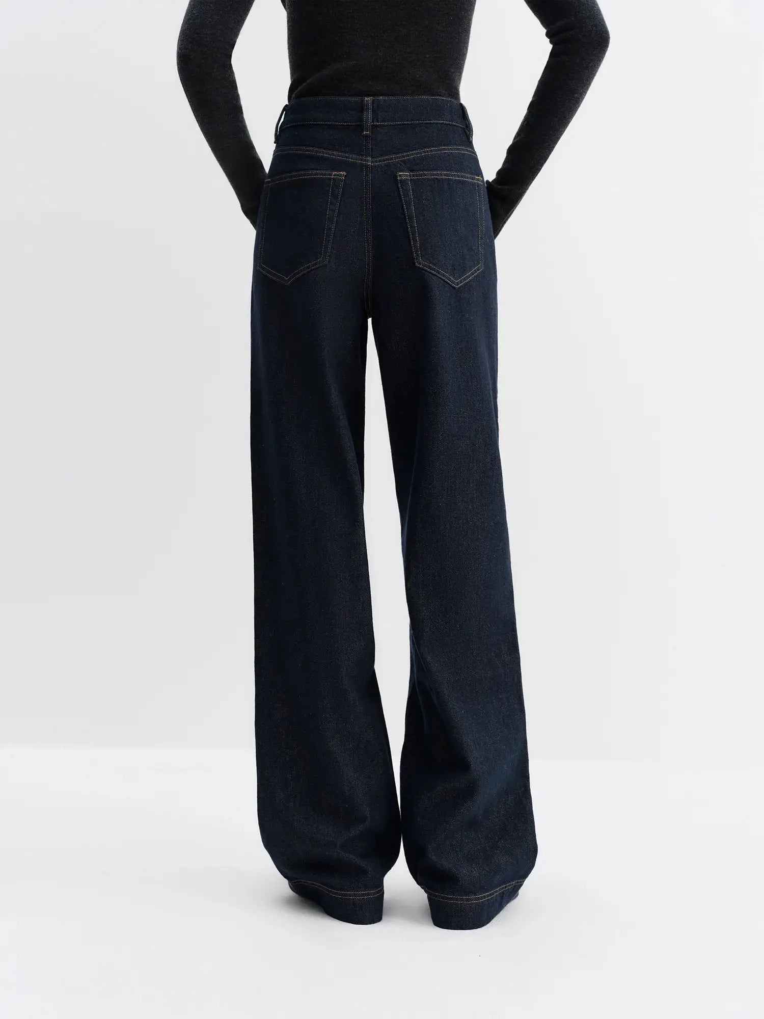 FSLE Straight High Waist Jeans For Women Korean Style Winter Versatile