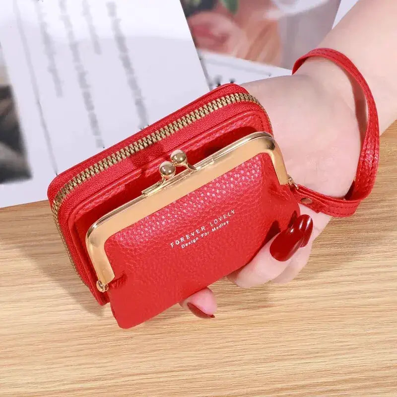 LumaLux Zero Wallet Womens Wrist Strap Card Holder With Large Capacity And Coin Clip Durable PU Material
