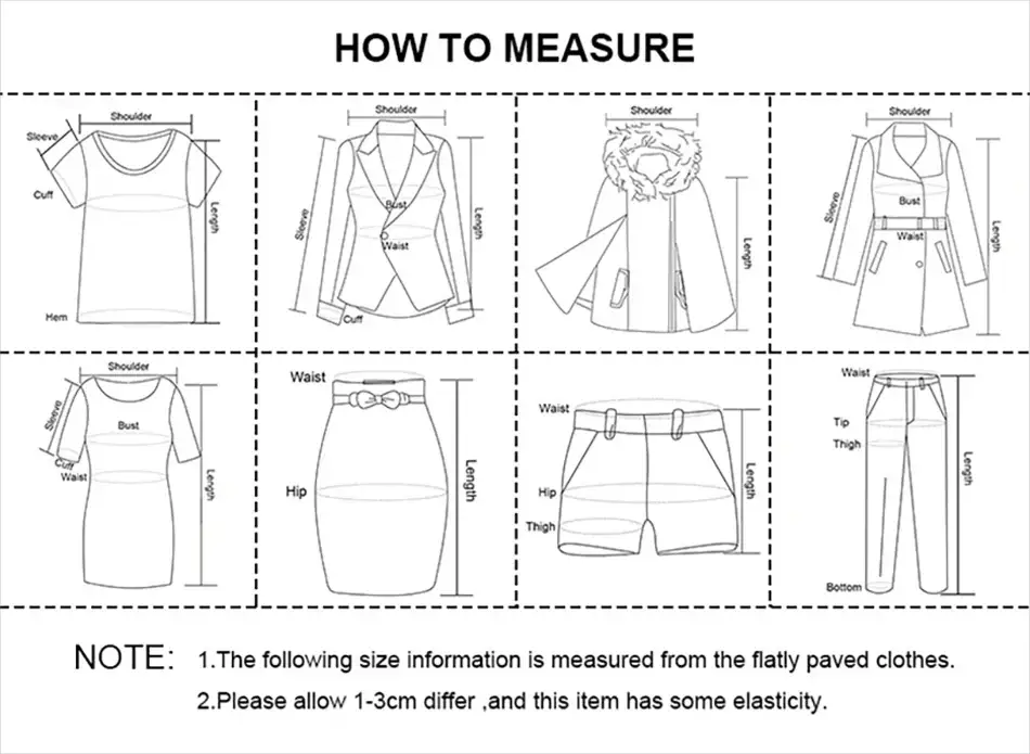 Mauroicardi jacket sizing guide diagram showing shoulder, bust, waist and hip measurements across garments