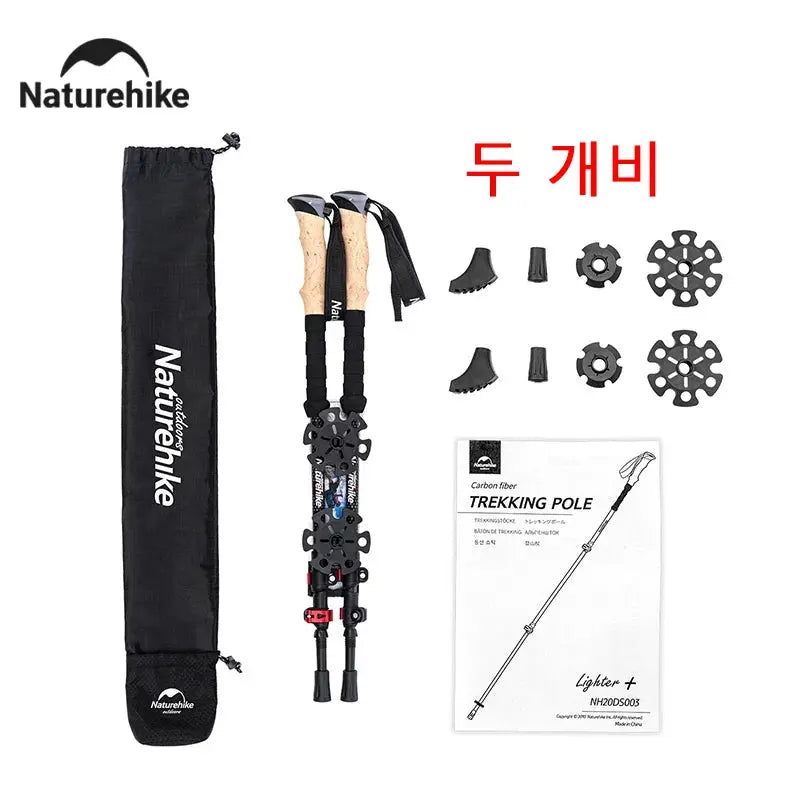 Naturehike Ultralight Carbon Fiber Trekking Poles 2 Pack Folding Telescopic Walking Sticks For Hiking And Climbing