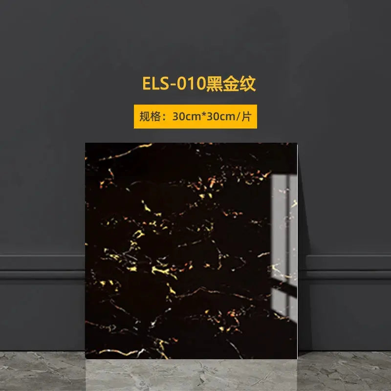 Imitation tile 3D wall sticker, black-gold marble pattern, 30cm square, Simples Market