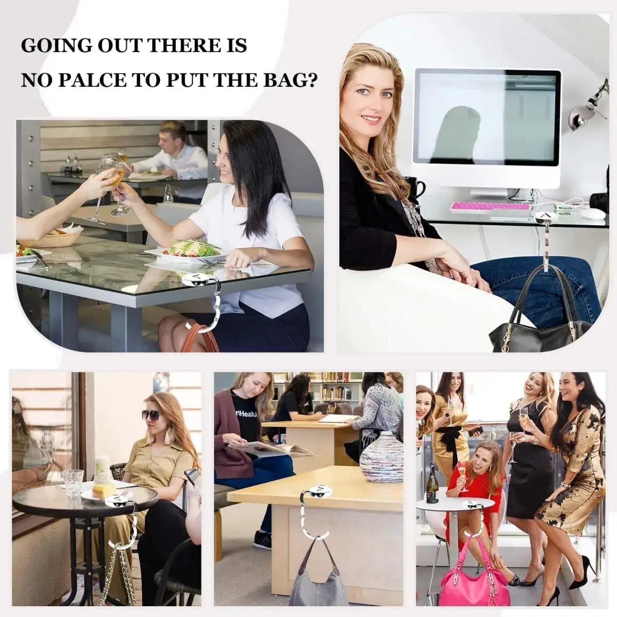 Portable Foldable Bag Hook For Table Edge Bag Holder Zinc Alloy With Strong Load Bearing Capacity