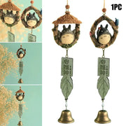 Resin wind chime ornaments, pair with hut-style thatched frame, round figure, leaf charm, brass bell