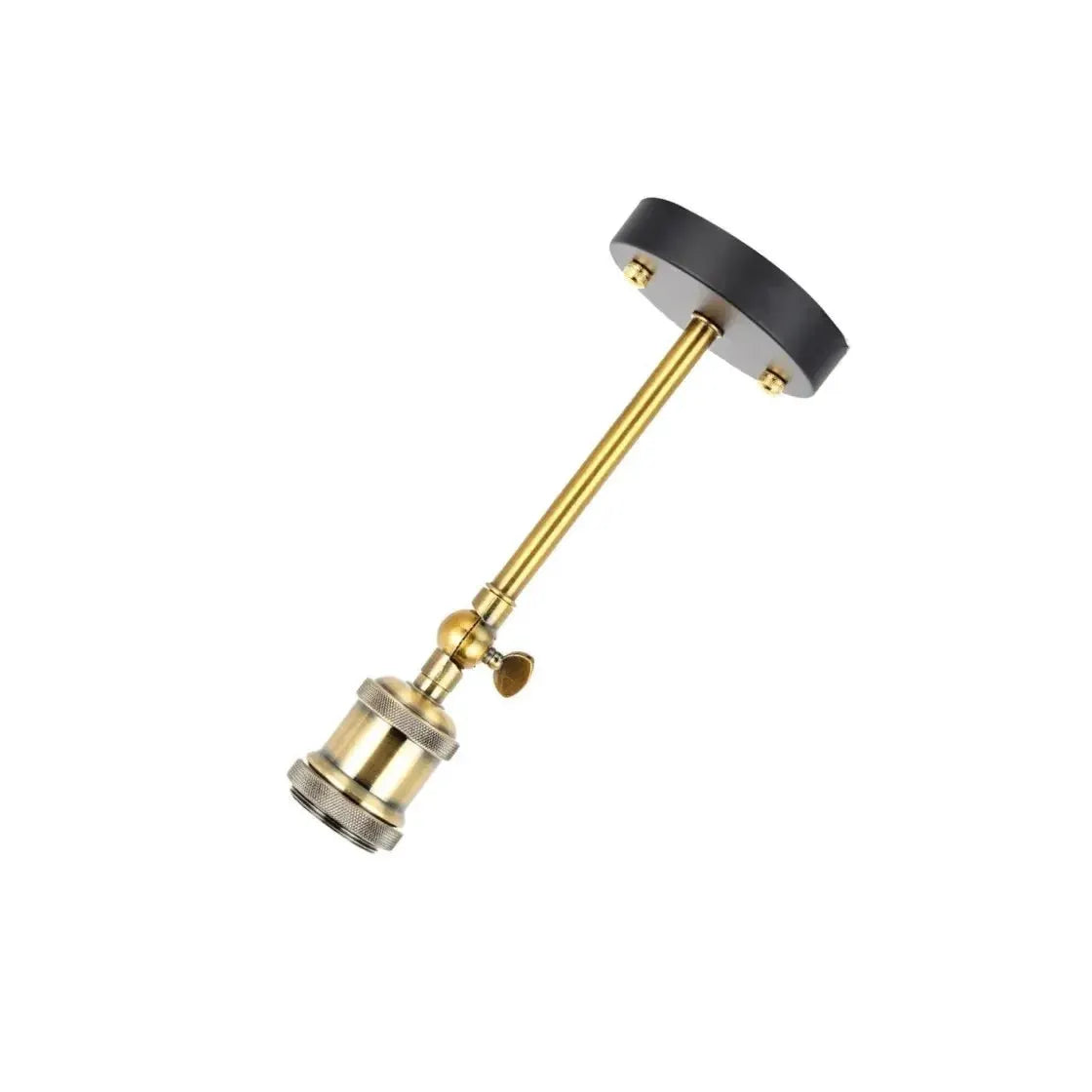 American single head wall lamp in brass with black canopy; industrial retro E27 wall light.