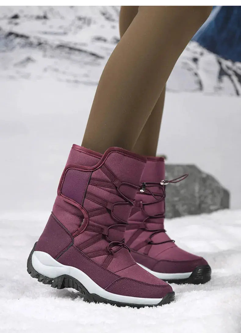 Mens Winter Boots Waterproof Plush Lined Non Slip Outdoor Hiking Ankle Boots All Weather Warmth