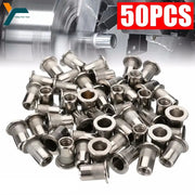 50 Pcs Rivet Nut Kit M3 To M12 304 Stainless Steel Flat Head Rivet Nuts Hand Rivet Nut Gun Head Manual Riveter Tool