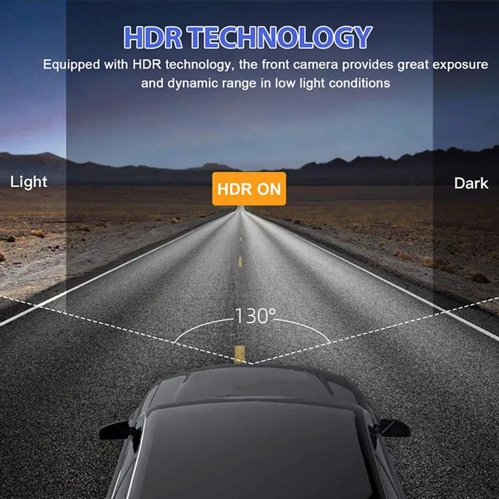 Dash cam with IR night vision, 2-inch IPS display, 1080P, 3-camera vehicle DVR