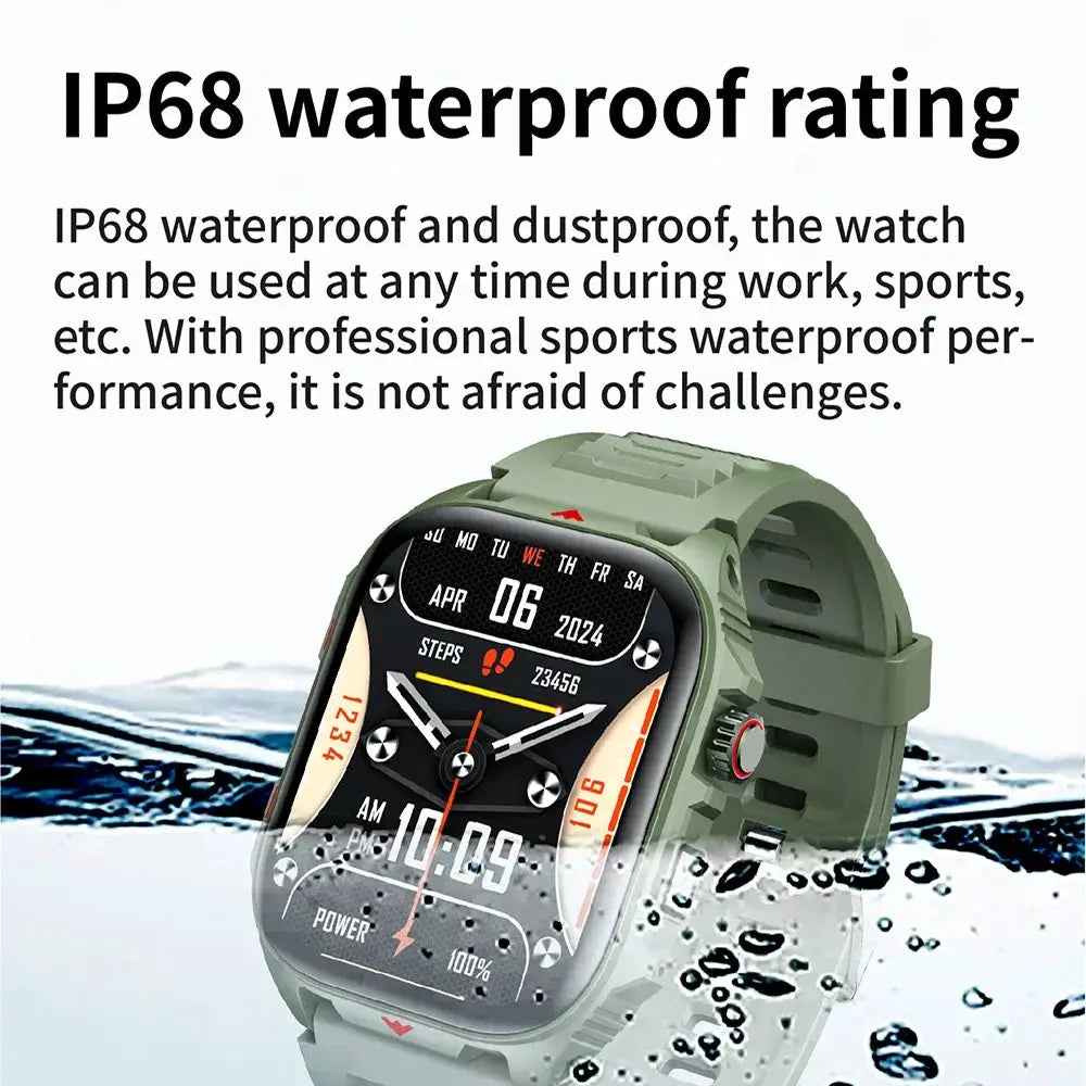 Bluetooth Smart Watch With Call And Heart Rate Monitor Fitness Tracker 2.01 Inch HD Touch Screen IP68 Android