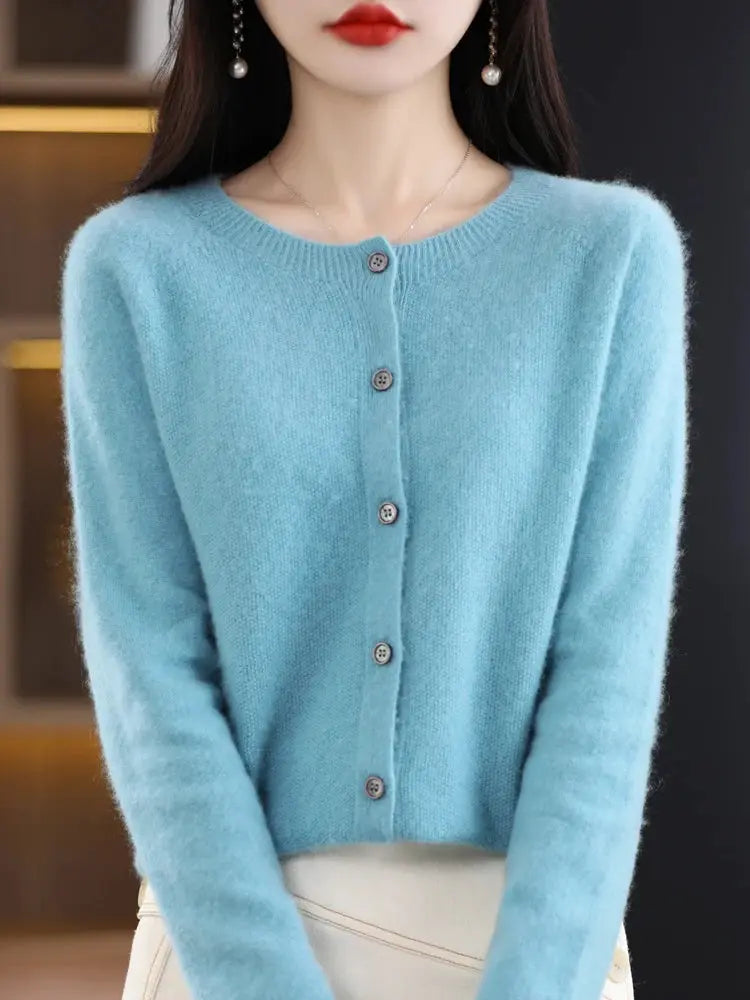 Everluxe Merino Wool Cardigan For Women With One Hundred Percent Australian Merino Softness For Autumn And Winter