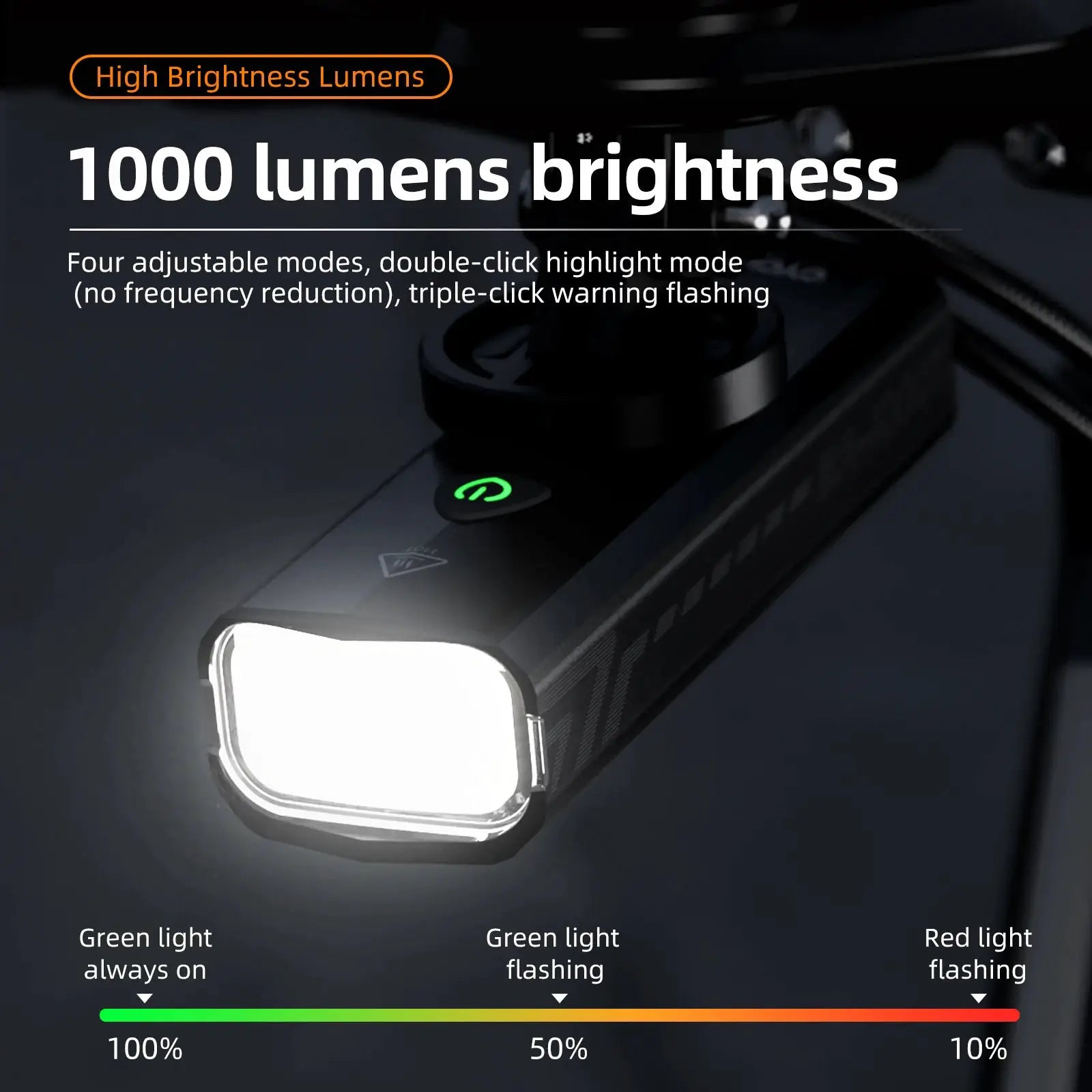 CYCLAMI 1000 Lumen Rechargeable Waterproof Front Bike Light Aluminum Ultralight Headlight