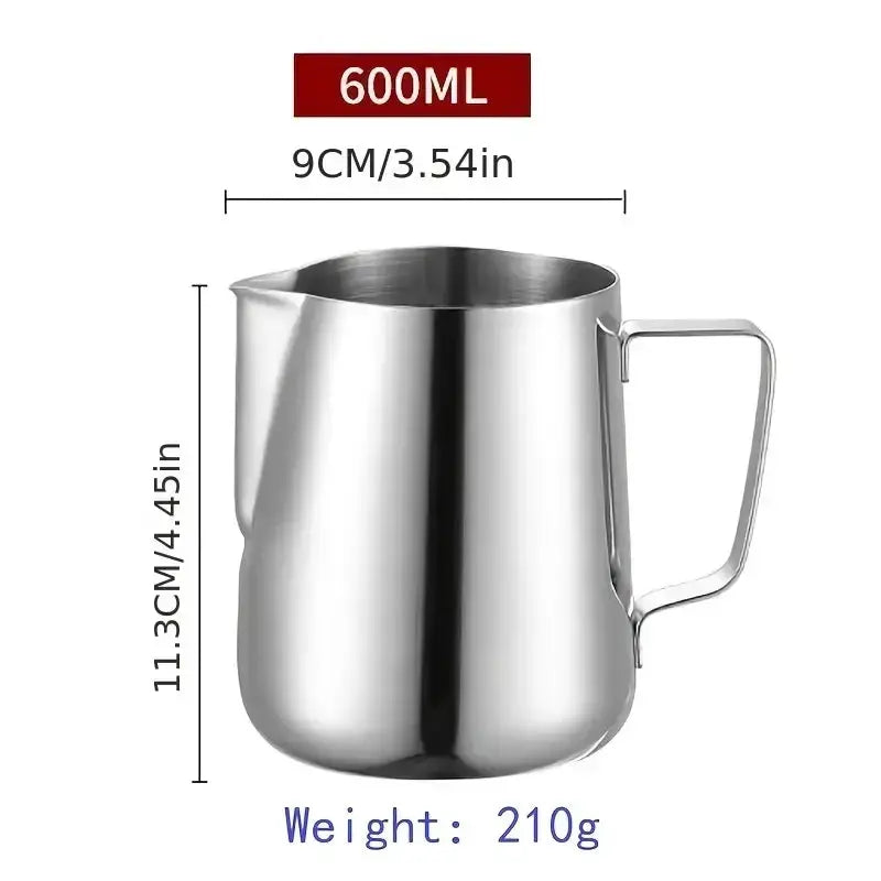 Kemorela Stainless Steel Milk Frothing Pitcher With Scale 350ml 600ml 900ml For Latte Cappuccino Espresso
