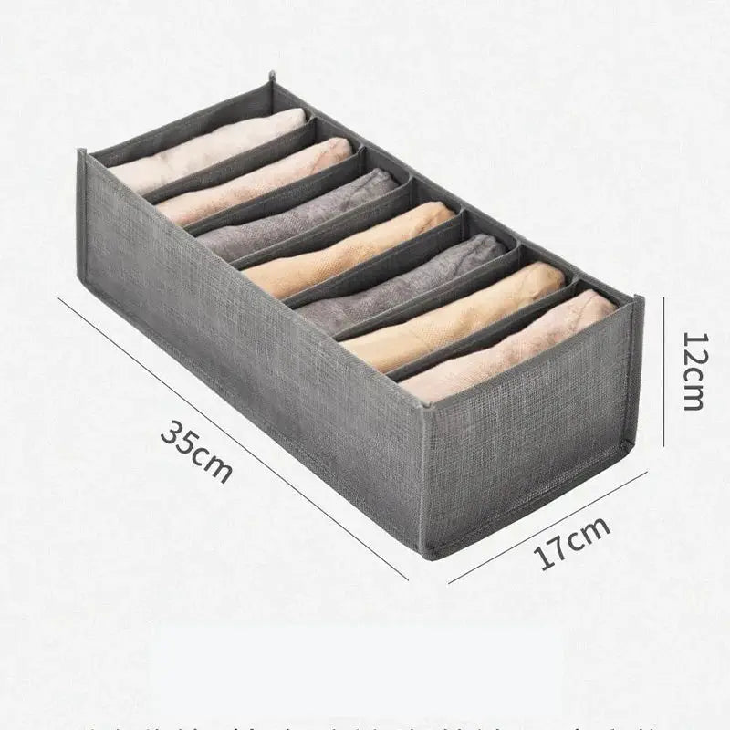 Simples Market gray fabric clothes organizer with multiple compartments for wardrobe storage, 35x17x12 cm