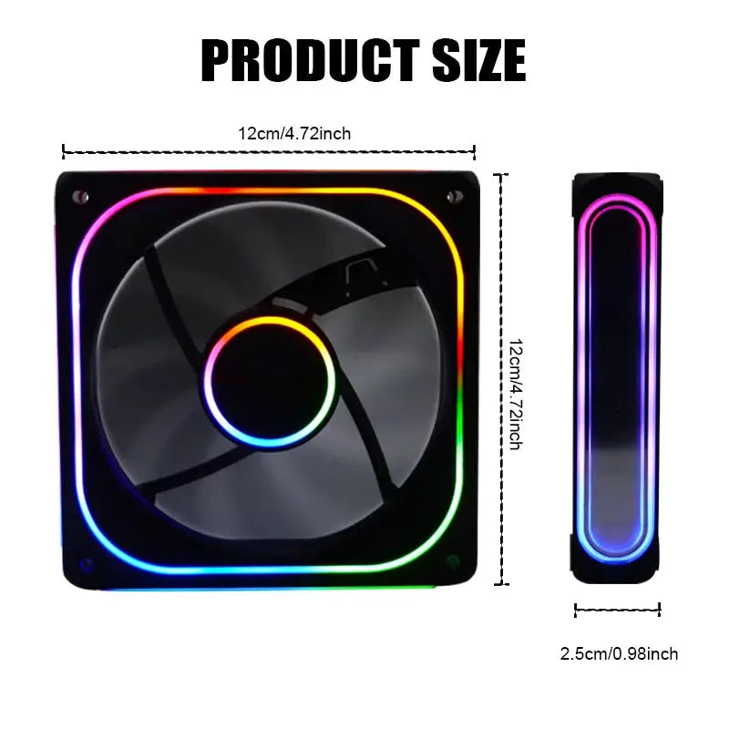 MANMU 120mm RGB PC case fan with rainbow lighting from Simples Market