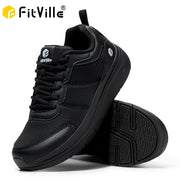 FitVille men's black walking shoes with max cushioning, mesh upper, wide width