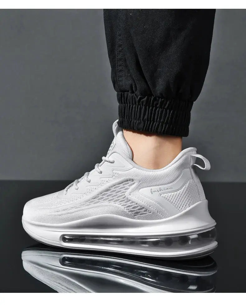 Men's white Simples Market sneakers with breathable mesh upper and visible air sole