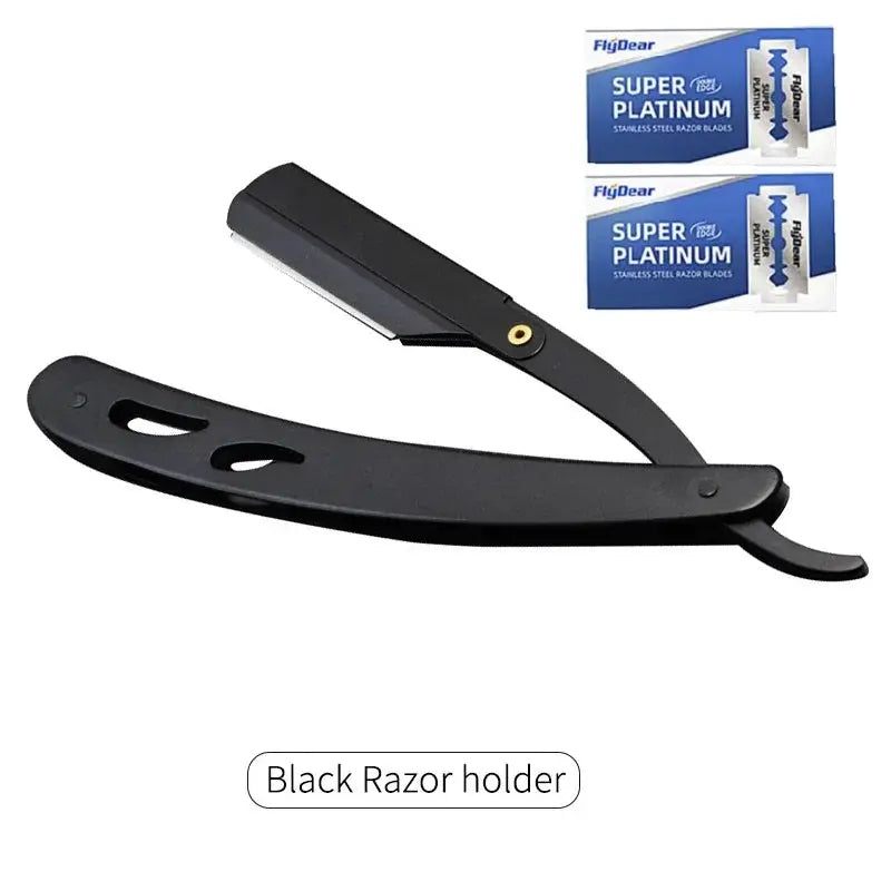 Classic Black Folding Barber Razor Stainless Steel Shaver For Face Underarms And Pubic Hair