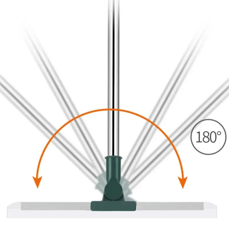 Telescopic cleaning brush by Simples Market with green silicone floor wiper and 180° rotating head