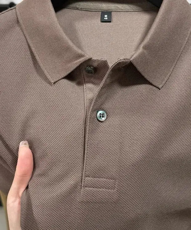Simples Market men's brown polo shirt, 100% cotton short-sleeve with polo collar