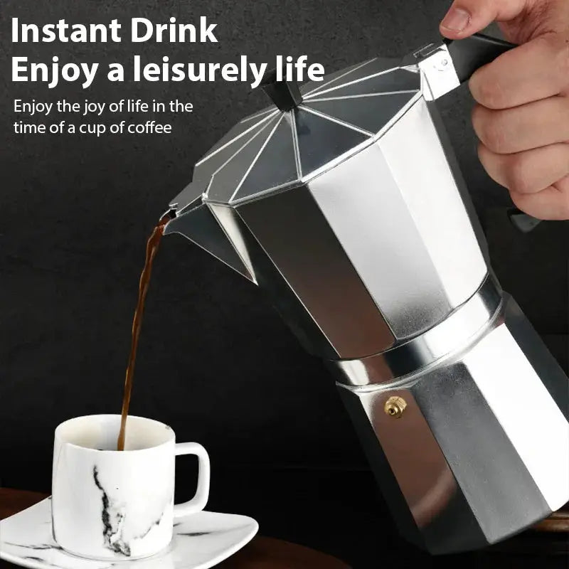 Velare Aluminum Moka Pot Octagonal Italian Espresso Coffee Maker For Home Office Travel Camping