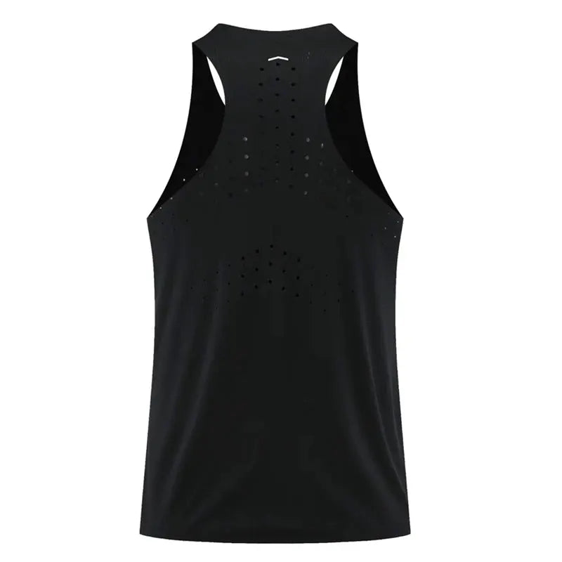 Simples Market athletic tank top, black sleeveless unisex singlet with back perforation pattern