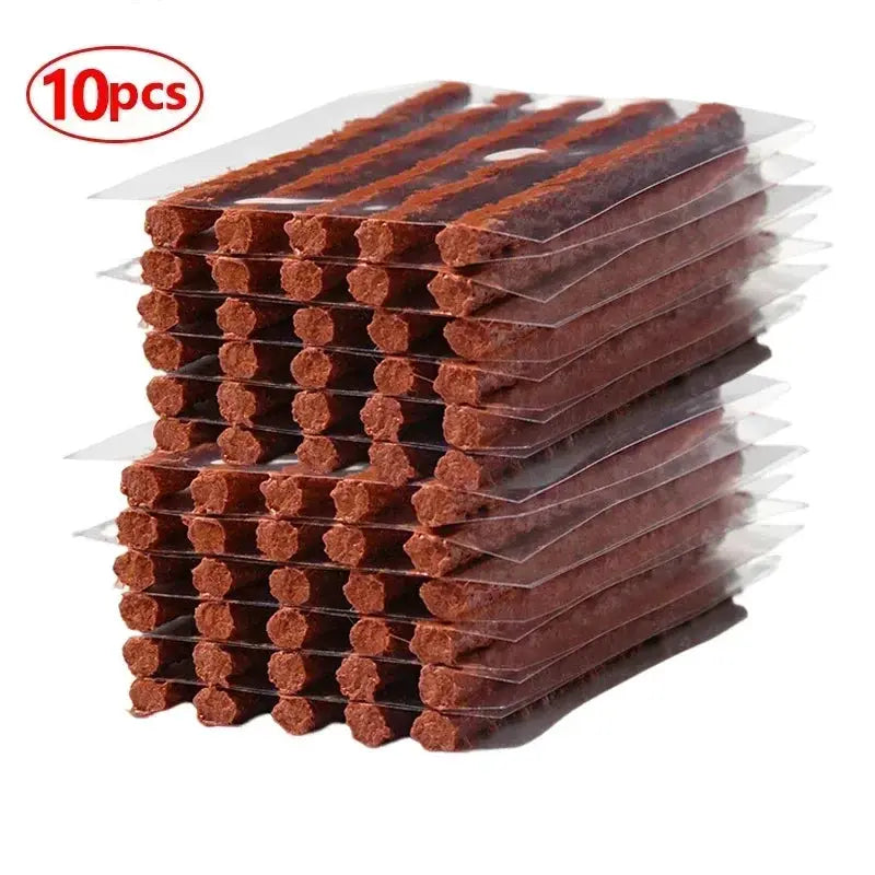 Tire repair strips, brown rubber, 10pcs pack for tubeless car/motorcycle tyres
