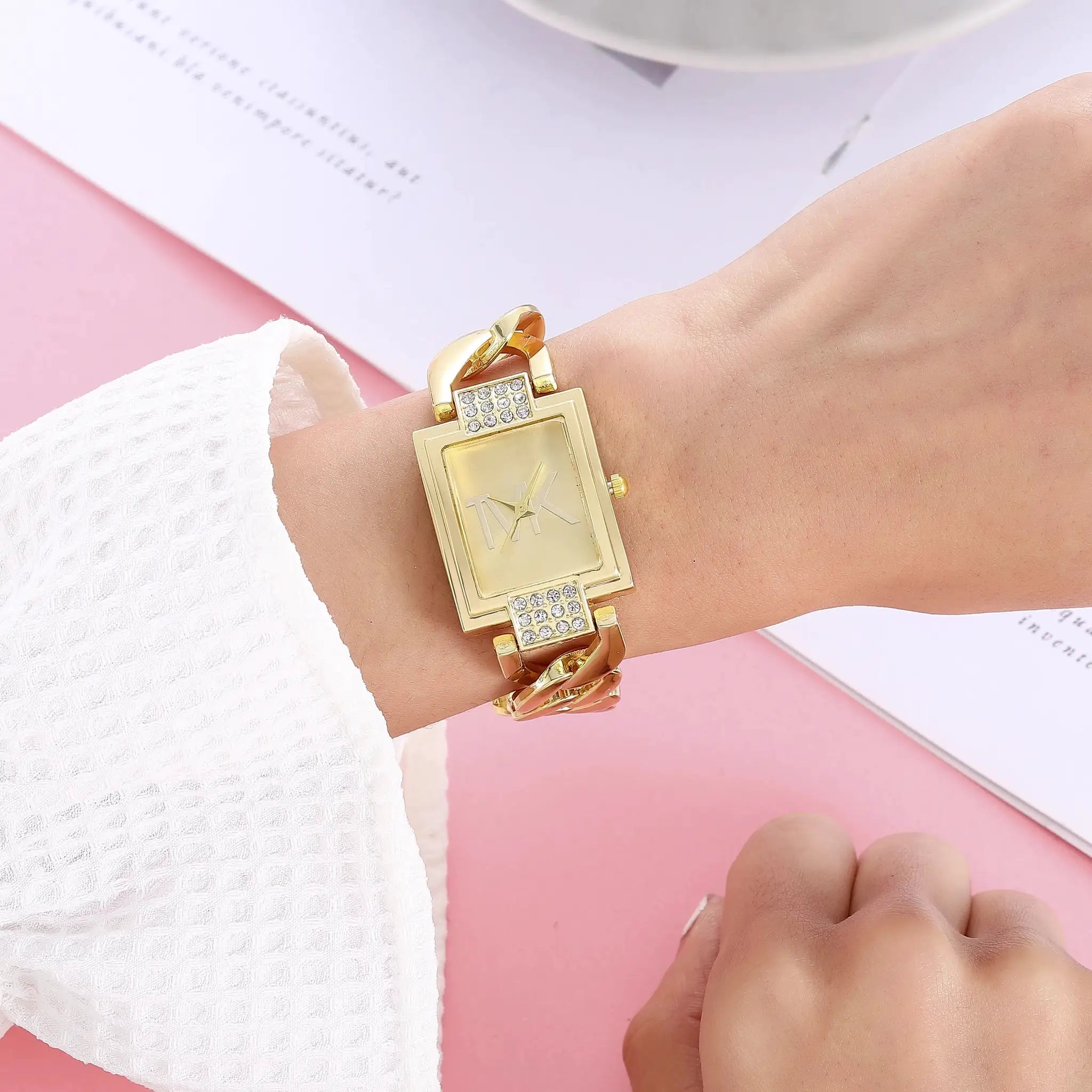 Luxury Brand Womens Square Quartz Watch With Metal Strap Elegant Minimalist Design For Women