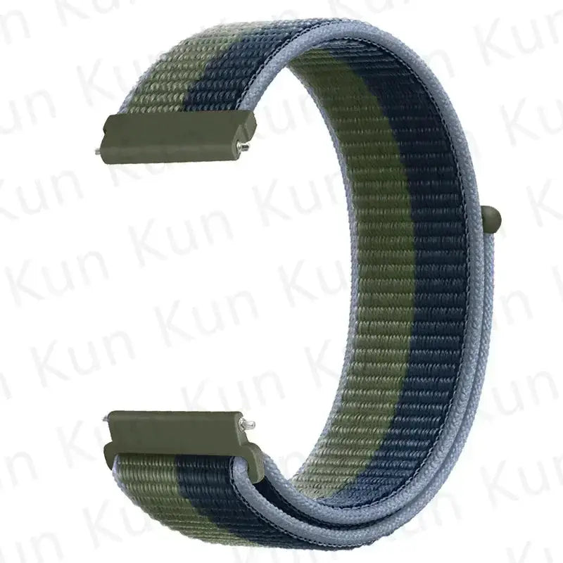 Simples Market nylon loop watch strap for Redmi Watch 5 Active/Lite and Xiaomi Watch S4, olive green and navy, 20–22mm