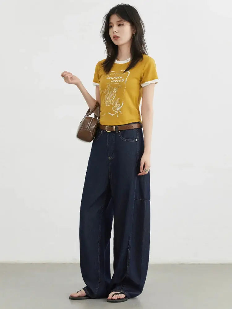 Chic Ven Womens Split High Waist Wide Leg Denim Jeans Spring 2025