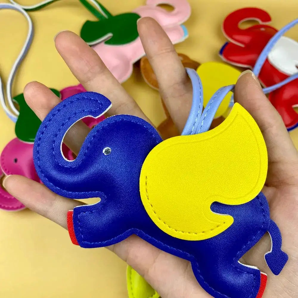 Elephant Bag Charm For Purse And Keys Multi Color PU Leather Accessory For Backpack