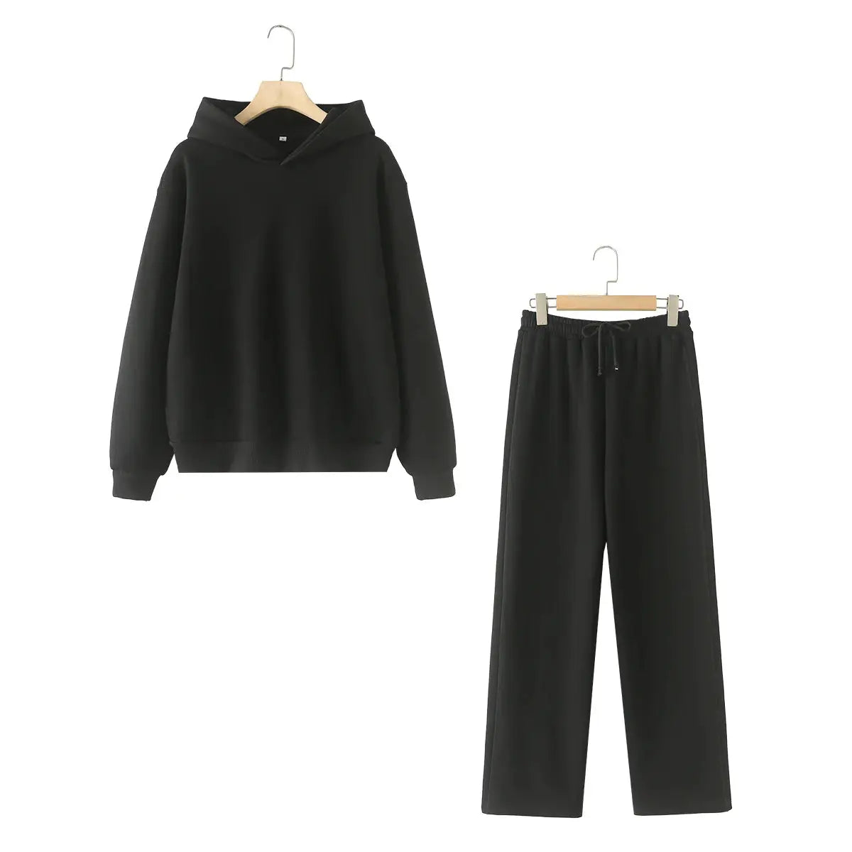 HH Women Solid Long Sleeve Hooded Fleece Pullover Pants Set Casual