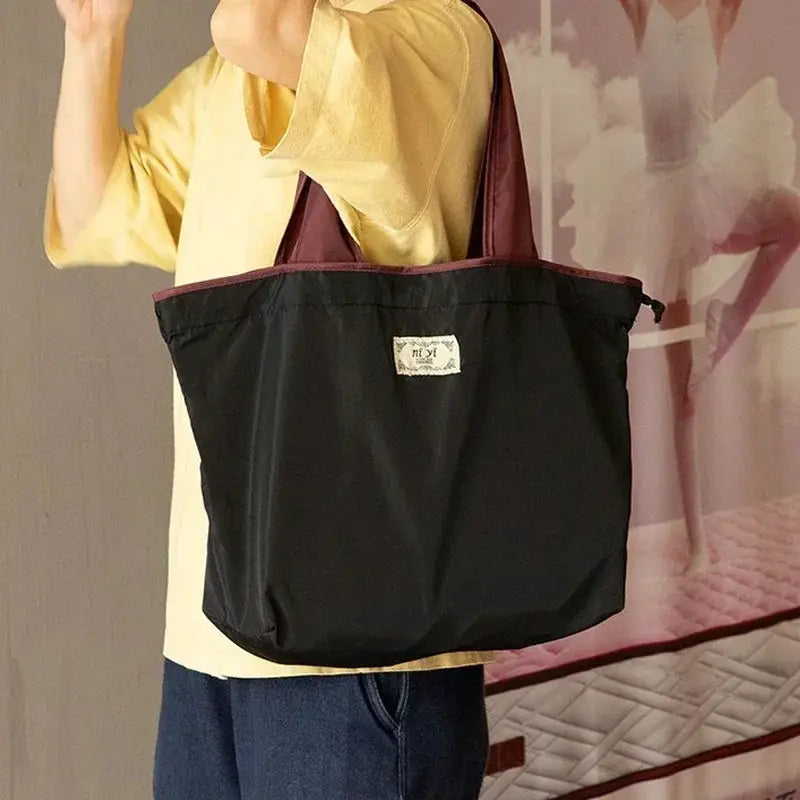 EverEco Foldable Eco Friendly Shoulder Bag Womens Reusable Grocery Tote Large Capacity Drawstring Closure