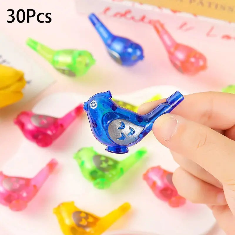30 Colorful Bird Plastic Water Whistles Noise Makers Toys For Kids Birthday Party Favors Baby Shower Gift Pinata Fillers
