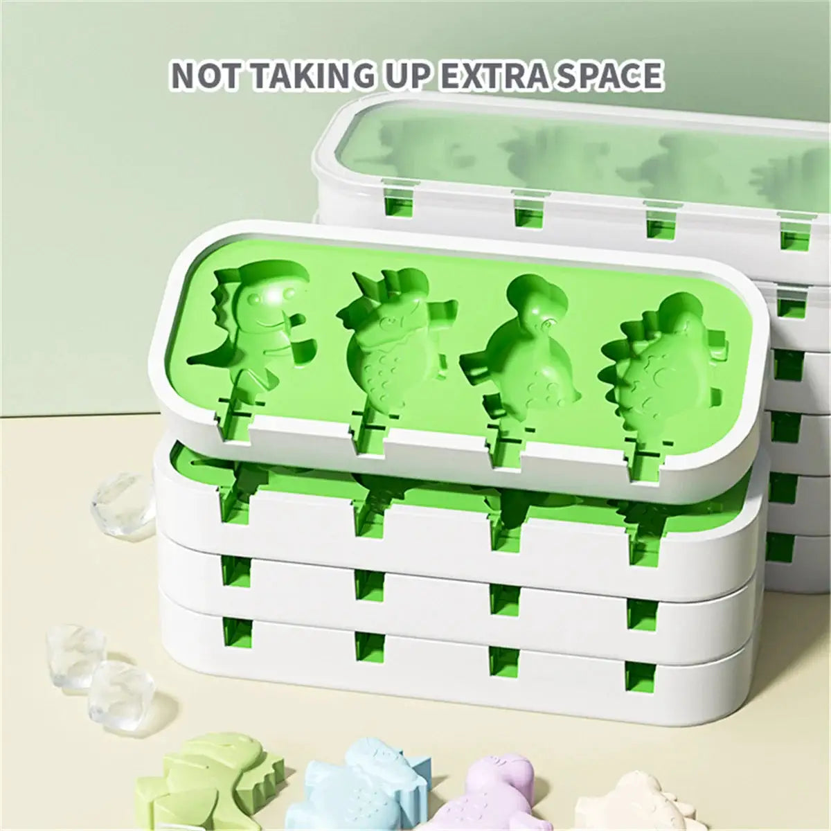 Dinosaur Silicone Ice Cream Mold With Lid And Sticks For DIY Popsicles Kitchen Mould