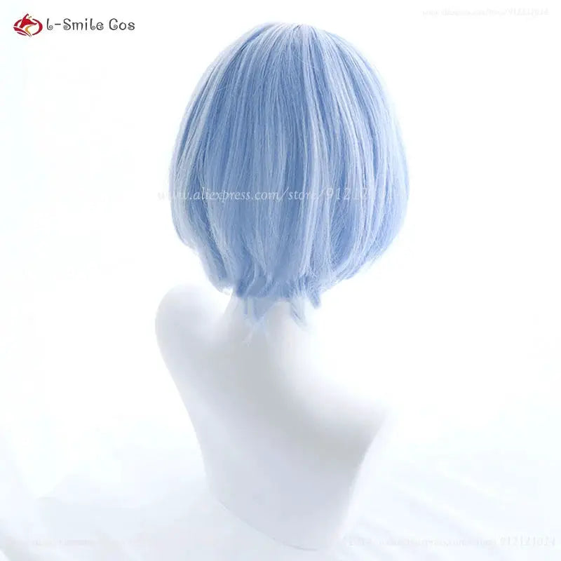 Anime Rei Ayanami cosplay wig, short blue heat-resistant synthetic hair, includes wig cap, Simples Market