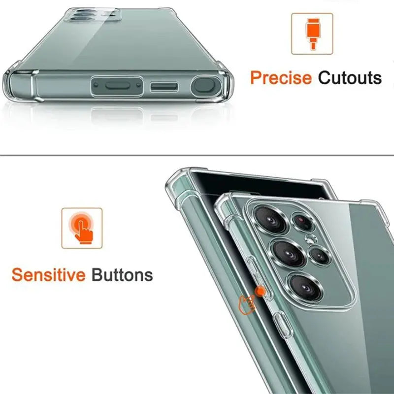 CrystalShield Clear Case For Samsung Galaxy S24 S23 S22 S21 Plus Ultra Shockproof Transparent Protection