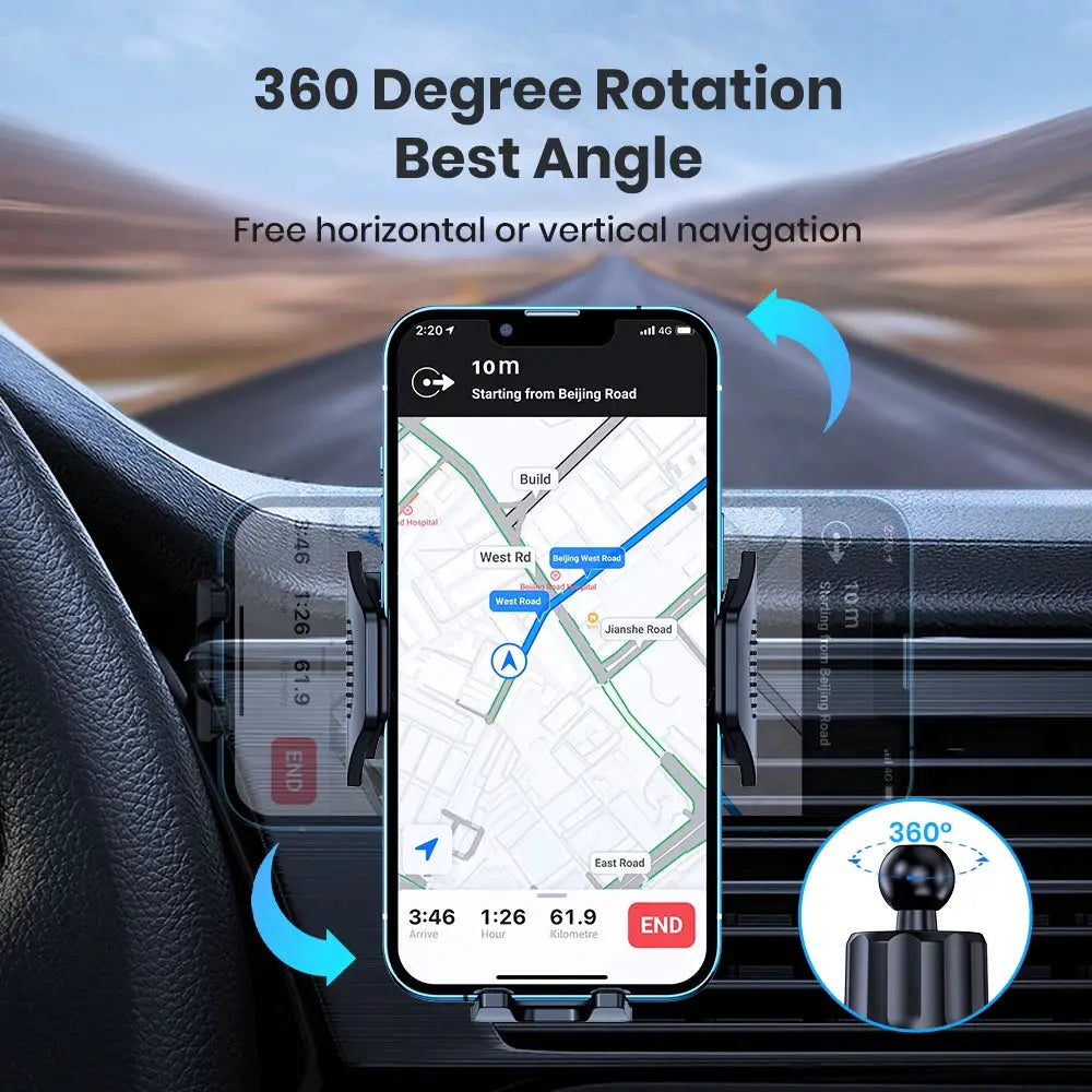Topk Auto Locking Car Phone Holder Mount With Vent Clip For 4 To 6.7 Inch Devices Universal Fit