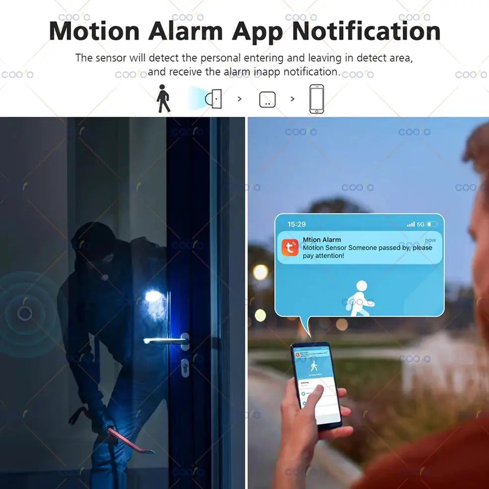 Tuya 2-in-1 Zigbee PIR motion detector and bright lux light security sensor with app remote control, Simples Market