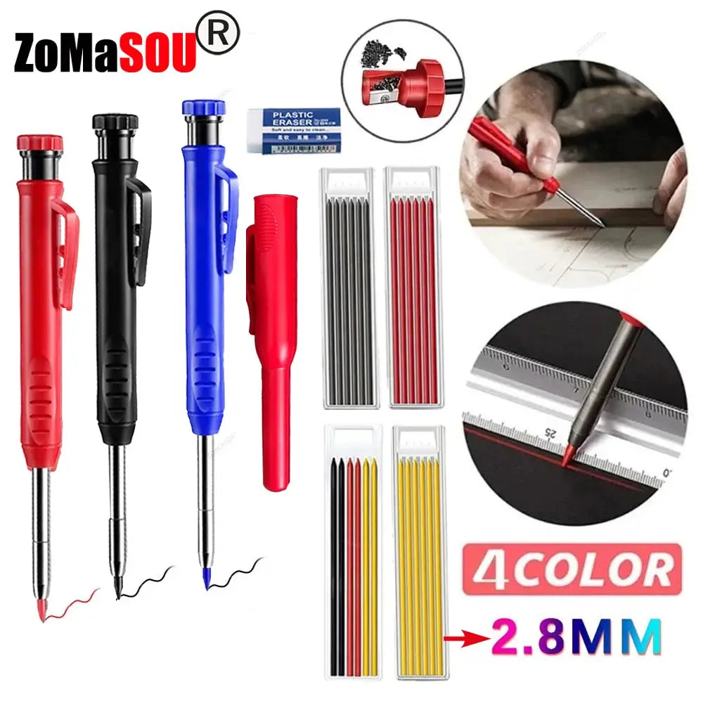 Top Solid carpenter mechanical pencil set (4 pencils) with 2.8mm leads, refills and sharpener, Simples Market